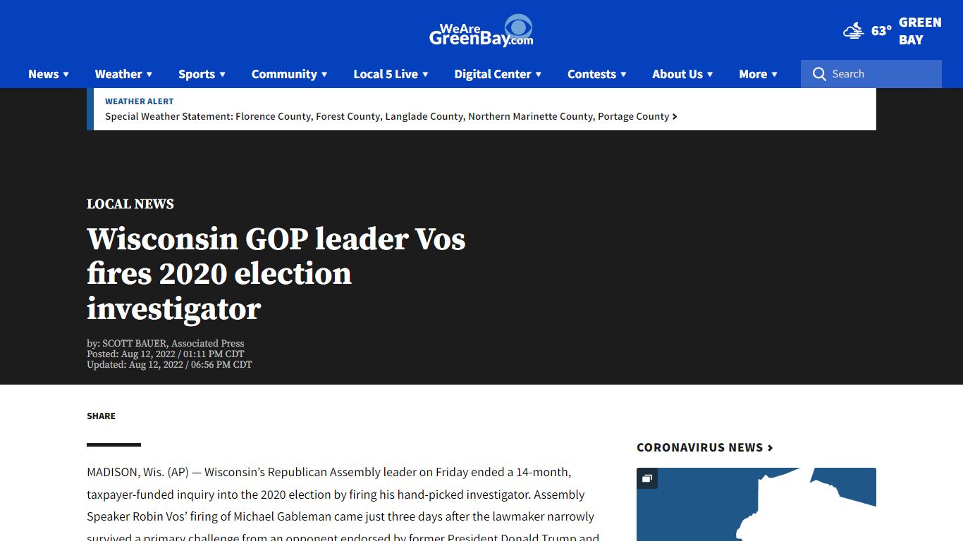 Wisconsin GOP leader fires 2020 election investigator | WFRV